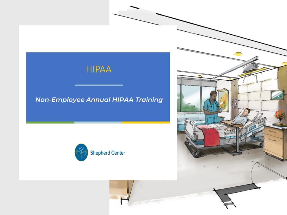 Illustration of a healthcare professional talking to a patient in a hospital room. The overlay text reads 