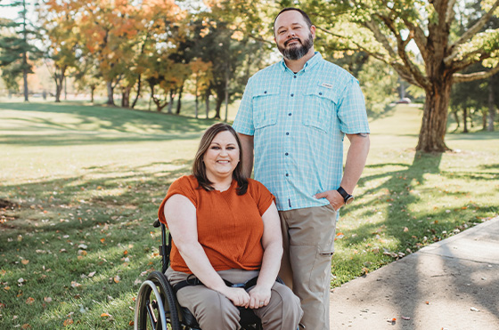 Amanda Lyon and her husband, Earl Lyon, near their home in Gray, Tennessee.