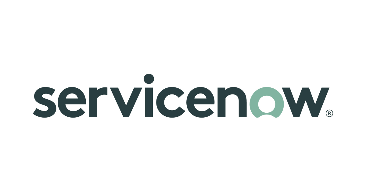 The image shows the ServiceNow logo, featuring the word 