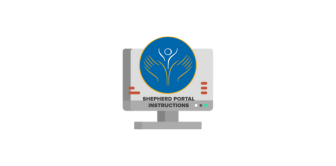 Illustration of a computer monitor displaying a blue circle with a stylized person and two hands. The text 