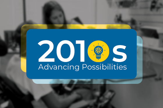 A blurred background with an overlay of a blue rectangle featuring the text 